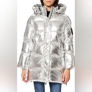 PINKO Silver Illica down alternative puffer coat